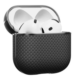Карбоновий тонкий чохол Pitaka Aramid Fiber Magnetic Case Black/Gray для AirPods 4 (2024) (APM2404)
