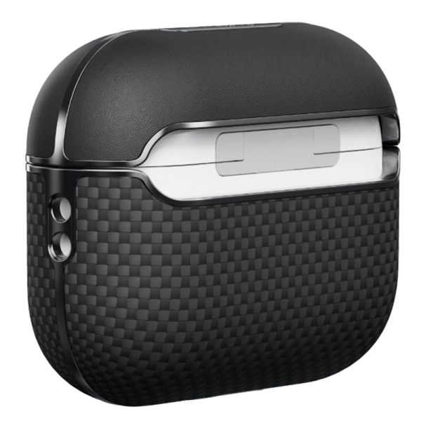 Карбоновий тонкий чохол Pitaka Aramid Fiber Magnetic Case Black/Gray для AirPods Pro 2 (2022) (APM2401)