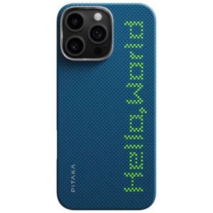 Карбоновий тонкий чохол, що світиться Pitaka x Aries Tactile Woven Case Hello World для iPhone 16 Pro Max (KI1602HWTP)