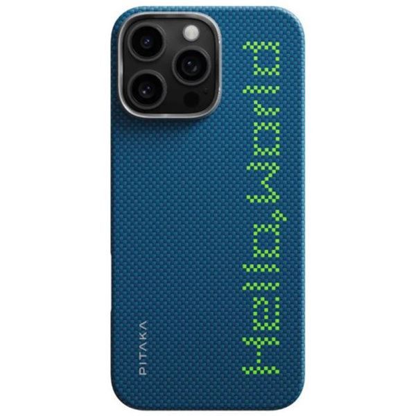 Карбоновий тонкий чохол, що світиться Pitaka x Aries Tactile Woven Case Hello World для iPhone 16 Pro Max (KI1602HWTP)