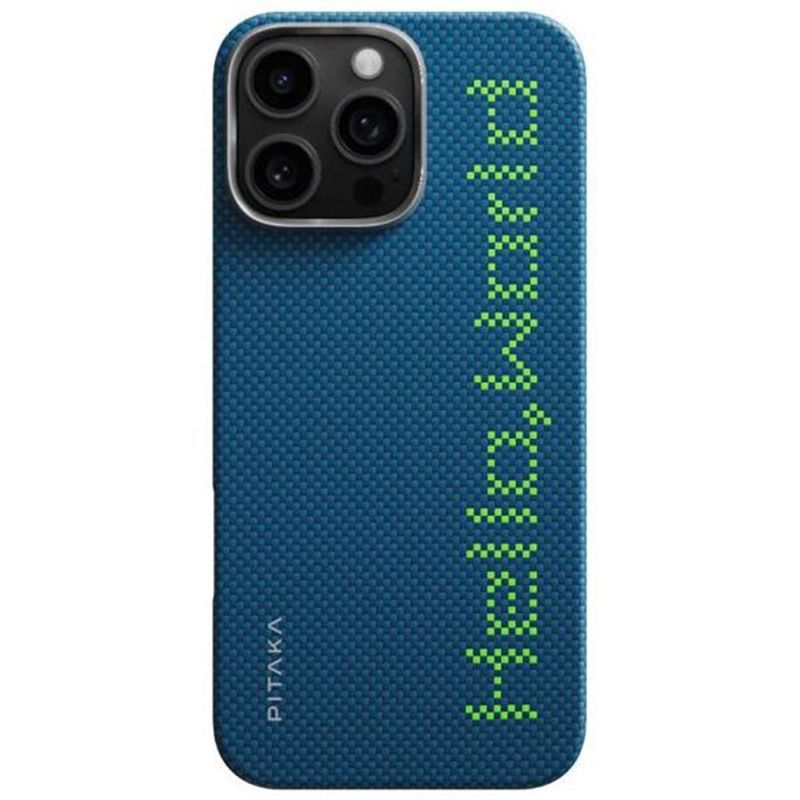Карбоновий тонкий чохол, що світиться Pitaka x Aries Tactile Woven Case Hello World для iPhone 16 Pro Max (KI1602HWTP)