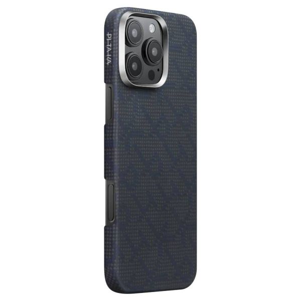 Карбоновий тонкий чохол Pitaka Monogram Black/Blue для iPhone 16 Pro