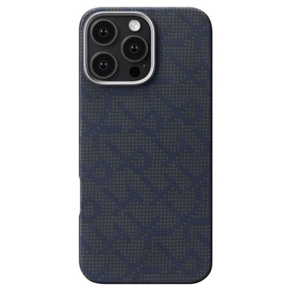 Карбоновий тонкий чохол Pitaka Monogram Black/Blue для iPhone 16 Pro