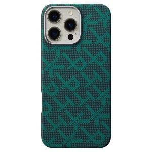 Карбоновий тонкий чохол Pitaka Monogram Dark Green для iPhone 16 Pro Max