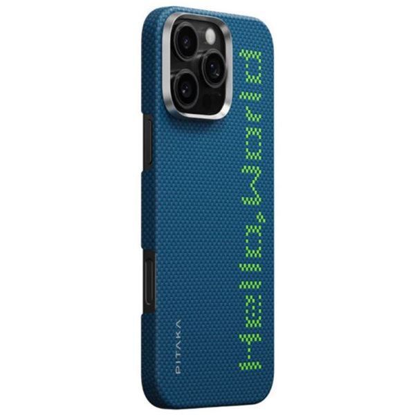 Карбоновий тонкий чохол, що світиться Pitaka x Aries Tactile Woven Case Hello World для iPhone 16 Pro Max (KI1602HWTP)