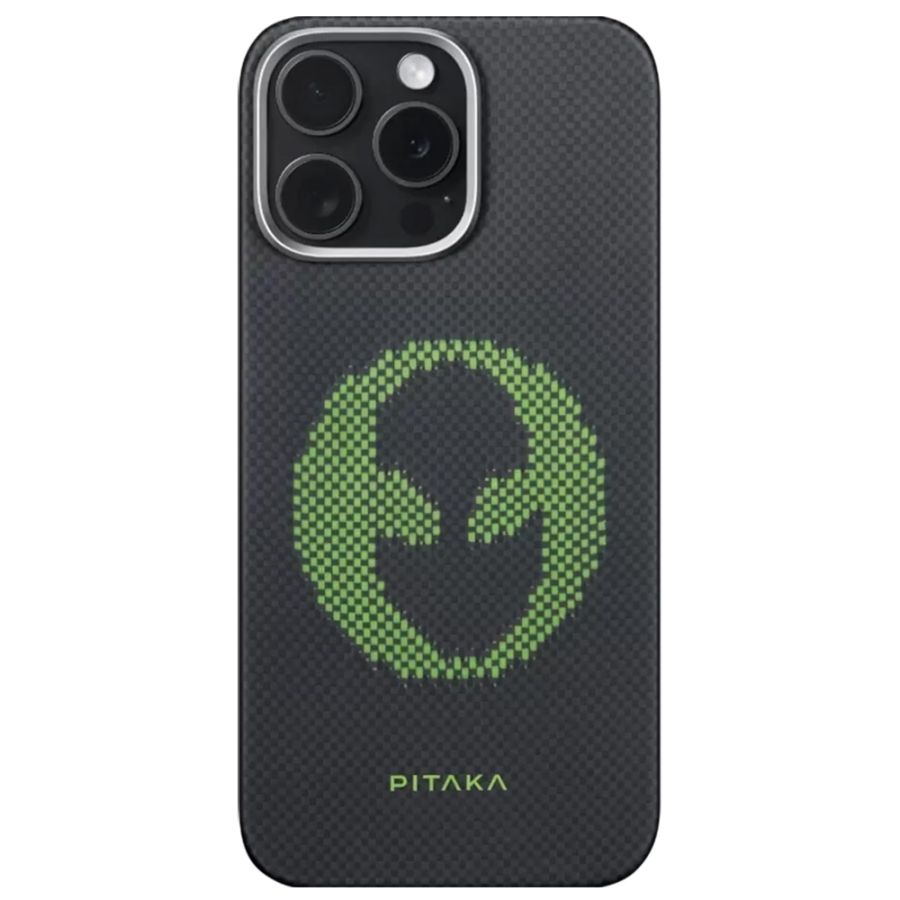 Карбоновий тонкий чохол, що світиться Pitaka x Aries Tactile Woven Case Alien для iPhone 16 Pro (KI1601AL)
