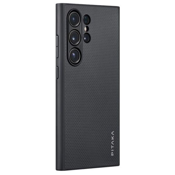 Карбоновий протиударний чохол Pitaka PinButton Case Black/Grey Plain для Samsung Galaxy S24 Ultra (MCP2401F)