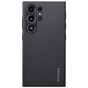 Карбоновий протиударний чохол Pitaka PinButton Case Black/Grey Plain для Samsung Galaxy S24 Ultra (MCP2401F)