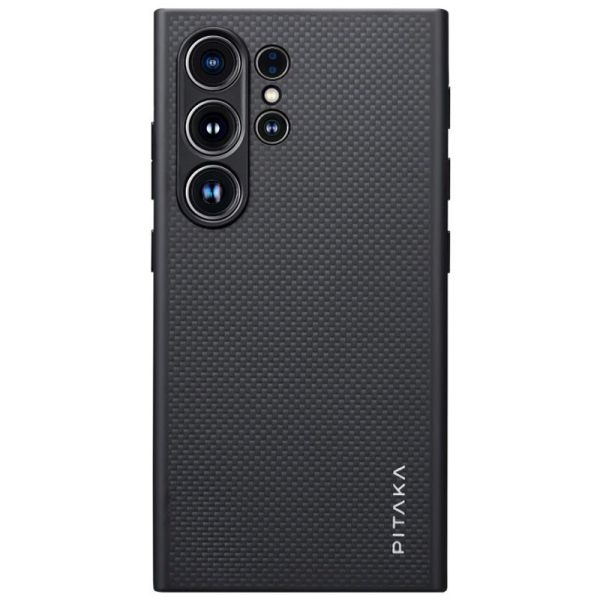Карбоновий протиударний чохол Pitaka PinButton Case Black/Grey Plain для Samsung Galaxy S24 Ultra (MCP2401F)