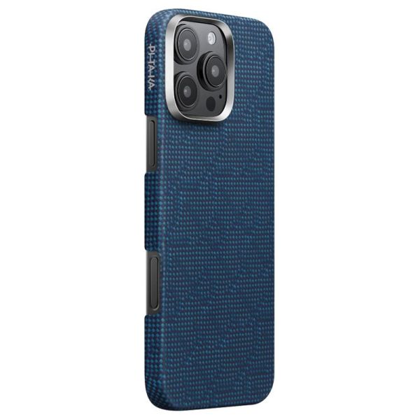 Карбоновий тонкий чохол Pitaka Tactile Woven Case PTK Classic Monogram Dark Blue для iPhone 16 Pro Max (KI1603PTKP)