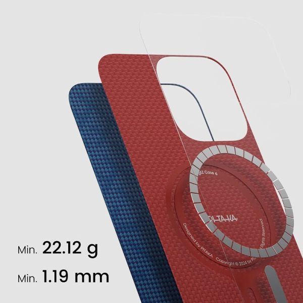 Карбоновий тонкий чохол Pitaka Tactile Woven Case PTK Classic Monogram Dark Blue для iPhone 16 Pro Max (KI1603PTKP)