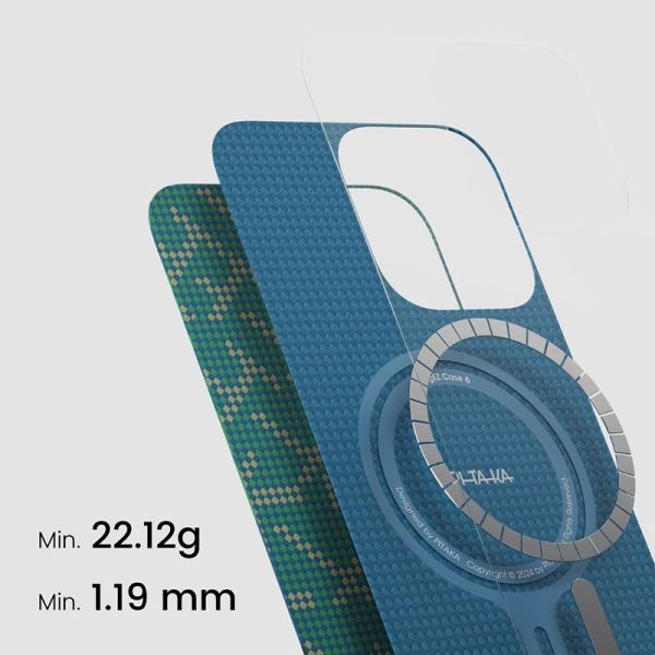 Карбоновий тонкий чохол Pitaka Tactile Woven Case PTK Classic Monogram Gold Green для iPhone 16 Pro Max (KI1601PTKP)