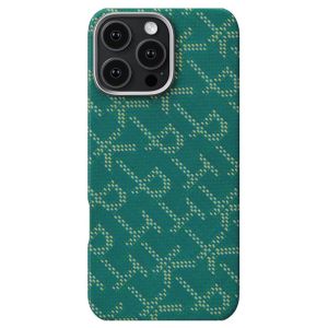 Карбоновий тонкий чохол Pitaka Tactile Woven Case PTK Classic Monogram Gold Green для iPhone 16 Pro (KI1601PTK)