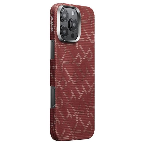 Карбоновий тонкий чохол Pitaka Tactile Woven Case PTK Classic Monogram Gold Red для iPhone 16 Pro (KI1602PTK)