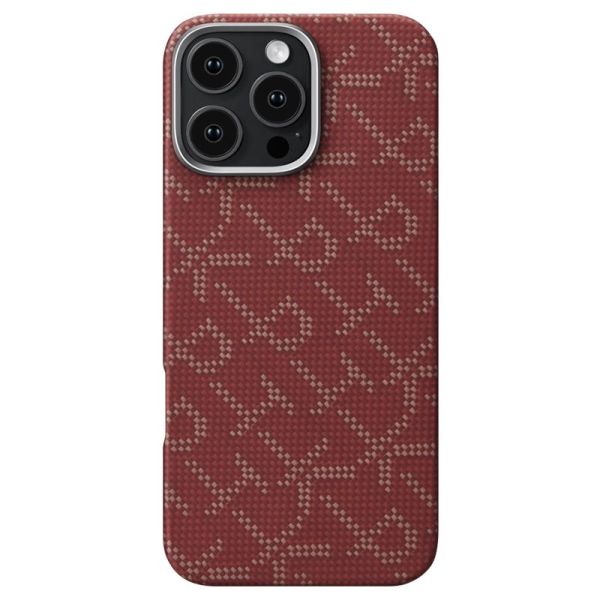 Карбоновий тонкий чохол Pitaka Tactile Woven Case PTK Classic Monogram Gold Red для iPhone 16 Pro Max (KI1602PTKP)