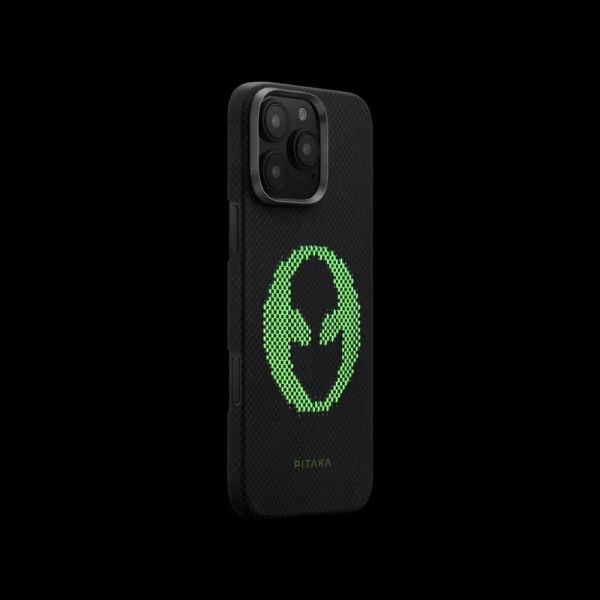 Карбоновий тонкий чохол, що світиться Pitaka x Aries Tactile Woven Case Alien для iPhone 16 Pro Max (KI1601ALP)