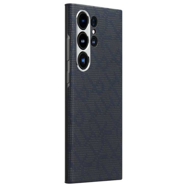 Карбоновий тонкий чохол Pitaka Monogram Black/Blue для Samsung Galaxy S24 Ultra