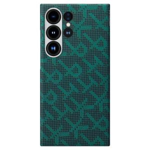 Карбоновий тонкий чохол Pitaka Monogram Dark Green для Samsung Galaxy S24 Ultra